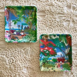 Vintage trinket trays Caribbean themed